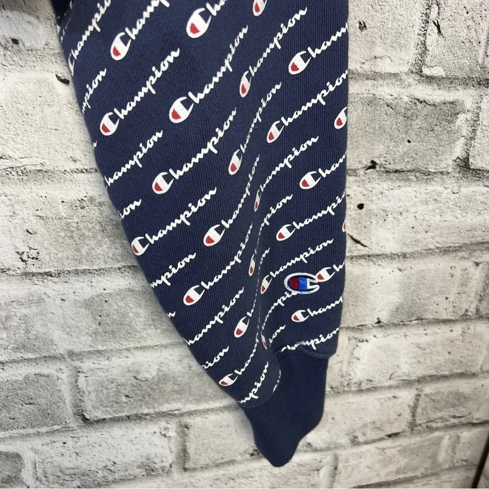 Champion Reverse Weave All Over Print Logo Cropped Hoodie Size Small - Picture 5 of 12